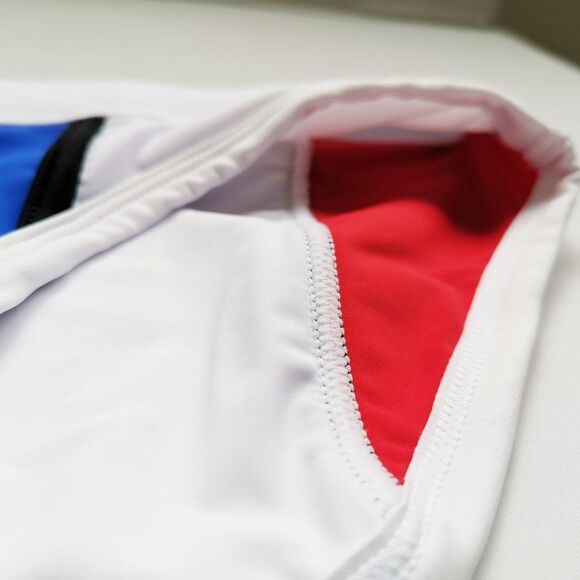 Men's low rise contoured Mondrian color blocked swim briefs speedo White Size M - Picture 8 of 9